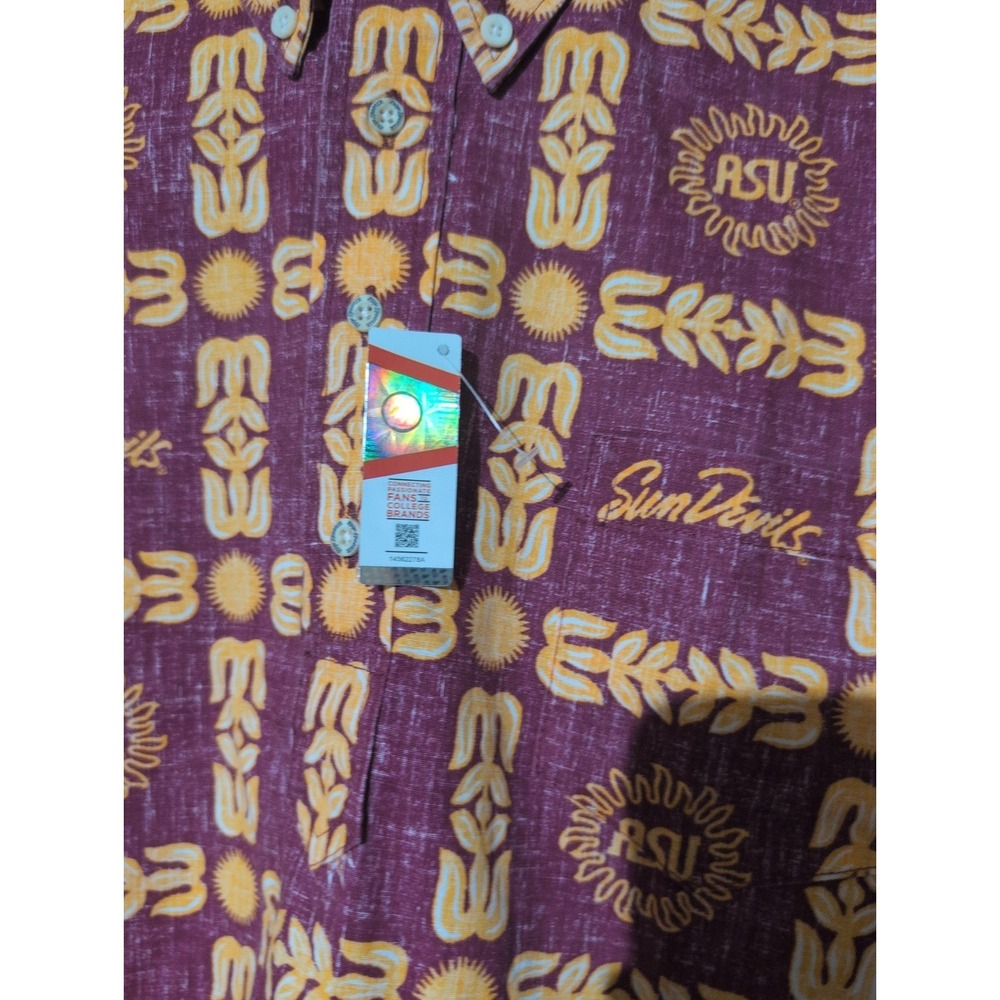 ASU Arizona Sun Devils Shirt Mens M Maroon Yellow Reyn Spooner Hawaiian NEW - Picture 2 of 5